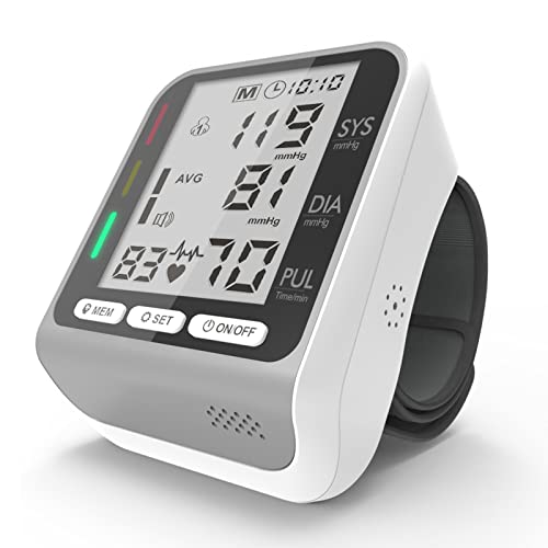 Wrist Blood Pressure Monitors for Home Use Large Display Loud Voice One-Button Operation and Easy to Read Adjustable Wrist Cuff (5.31-7.68in) - Automatic Digital BP Machine
