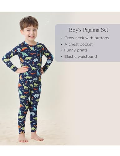 Toddler Boys' Sleepwear Bamboo Viscose Kids Long Sleeve Tops and Pants 2 Piece Pajama Sets2