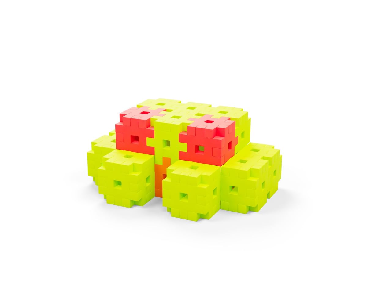 Meli Minis Neon Basic Travel Box Set - 500 bloques de construcción, juguetes creativos para niños a partir de 3 años, colores neón, escala 1:1, instrucciones de 37 x 23 cm, sin BPA, certificado CE