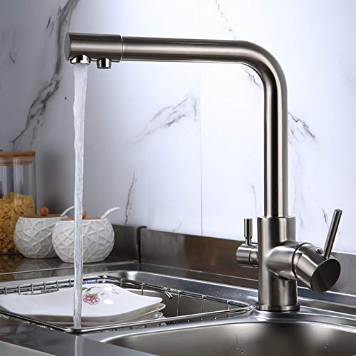 Robinet d'évier de cuisine en cuivre noir mitigeur rotatif haut de gamme avec purificateur d'eau