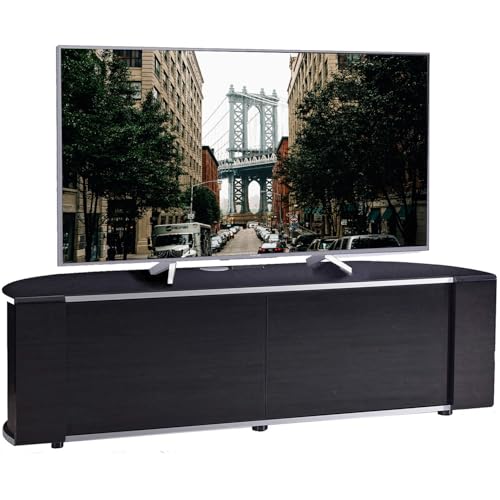 MDA Designs Sirius 1600 Cabinet with BeamThru Remote-Friendly Gloss Black with Black Trims for Flat Screen TVs up to 70Inch