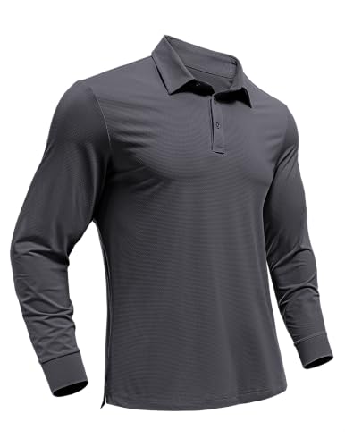 PINSPARK Mens Golf Polo Shirts Quick Dry Polo Shirts for Men Long Sleeve