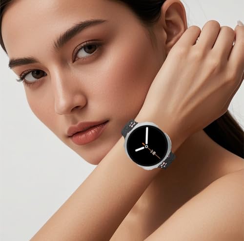 GeeBerYo Two-Tone Flower Engraved Bands Compatible with Galaxy Watch 8 40mm/44mm/Classic 46mm 2025,Cute Soft Silicone Sport Galaxy 8 Strap for Men Women by GeeBerYo - Image 4