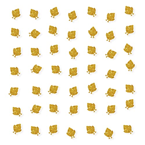 PINKAAJ Chicken Confetti, Gold Glitter Chick Paper Scatter, Farm Animal Theme Party Decor, 100 Pieces, Paper Material