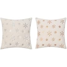 Christmas Pillow Covers Fuzzy Pillowcase Sequin Snowflake Pattern Plush Throw Pillow Cover Cushion Case Christmas Decor 2PCS, Gold & Sliver
