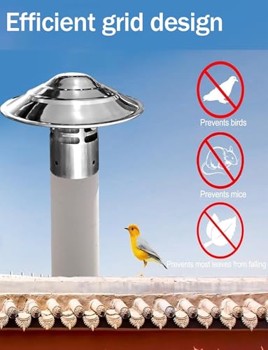 Protector de chimenea exterior antitirones con pantalla de acero inoxidable para tejados 5