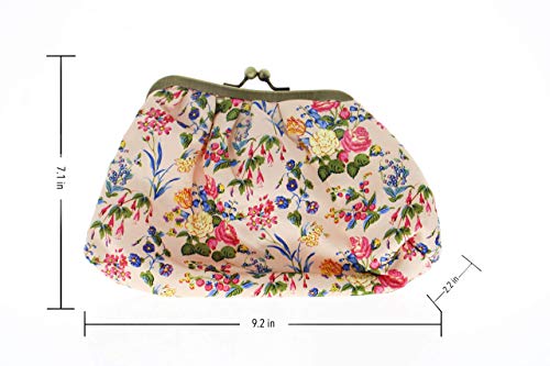 The Vintage Cosmetic Company | Cosmetic Clutch Bag | For Make-Up, Tools, & Toiletries | Organize/Store Feminine Care Products | Use As A Handbag/Purse | Great For Travel | Pink Floral Satin #TOP5