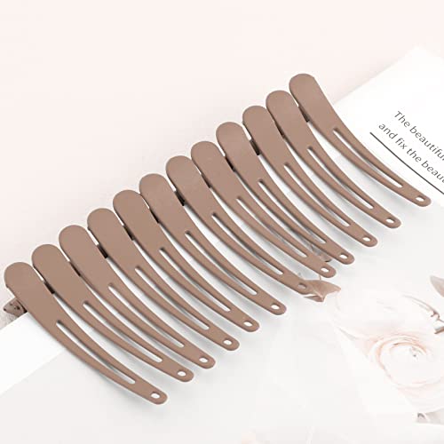 12 Pcs Hair Clips For Styling Sectioning, Yission 3.1 Inch Matte Alligator Hair Clips Hair Barrettes No Crease Duck Billed Hair Clip, Hair Styling Accessories For Women Girls Khaki #TOP6