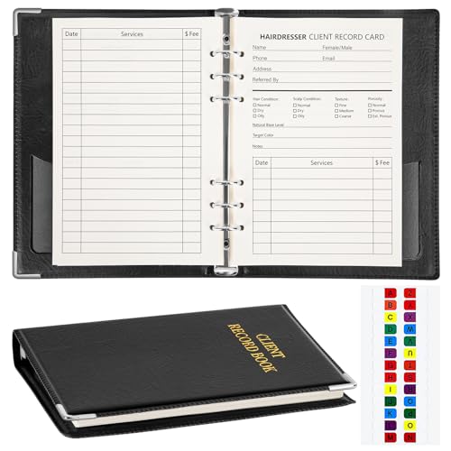 Moogovgi Hair Stylist Client Profile Book,Client Record Refillable Notebook Binder with Client Profile Cards (80 Sheets Client Record Cards)