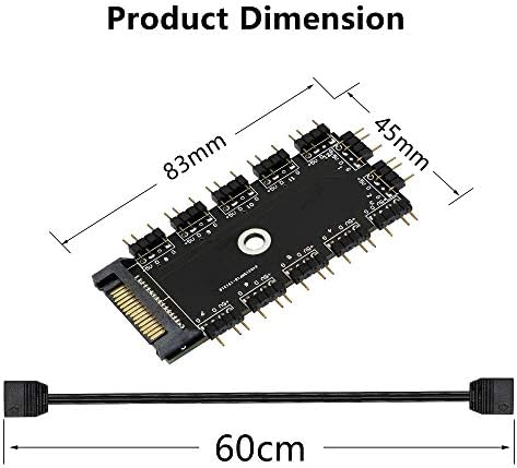 CERRXIAN ARGB HUB 1 to 11 Ports 12 Way 5V 3Pin RGB LED Splitter Hub with SATA Port Support Magic Tape and Screw Fixation