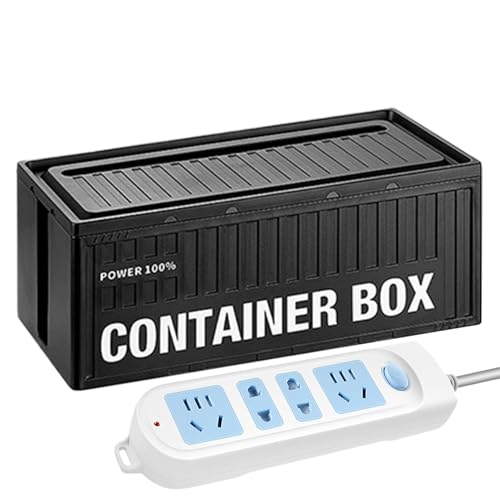 Caja de almacenamiento de cables para escritorio, caja de almacenamiento de cables en forma de contenedor, organizador de cables grande, organizador de escritorio a prueba de polvo con protector de