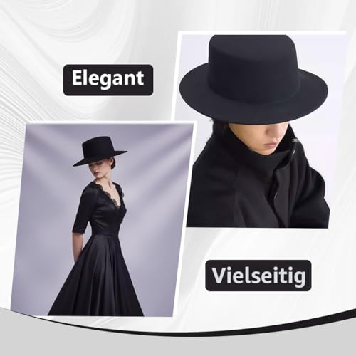 Fedora-Hut für Erwachsene, Unisex, modisch, klassisch, große breite Krempe, Flache Kirche, Derby-Kappe, Kopfbedeckung für Hochzeit, Party, Talent, Show, Performance, 1 Stück