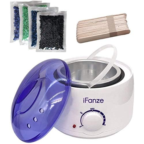 Chauffe cire avec 400g Epilation Cire Perles pour Dépilatoire, iFanze Cire Chaude, Cire epilatoire sans bande, Kit Complet d'Epilation à La Cire, Profitez epilation cire chez vous