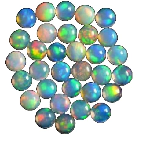 Cabochons d'opale éthiopienne lot de 6 pierres naturelles rondes 5mm pour fabrication de bijoux