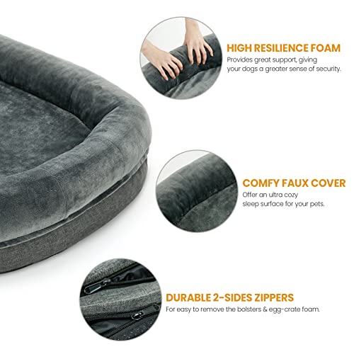 Yiruka Dog Beds For Large Dogs, Washable Dog Bed With Removable Cover, Orthopedic Dog Bed With Egg-Crate Foam, Waterproof Dog Bed Nonskid Bottom, Pet Bed Large Dog Bed #TOP2