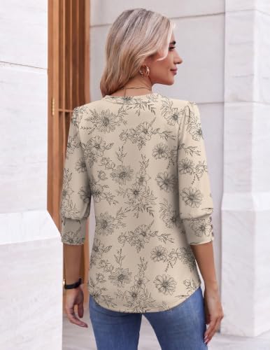 Ekouaer Womens Blouses Flower Tops Lightweight V Neck Ladies Tee Shirts - image 5