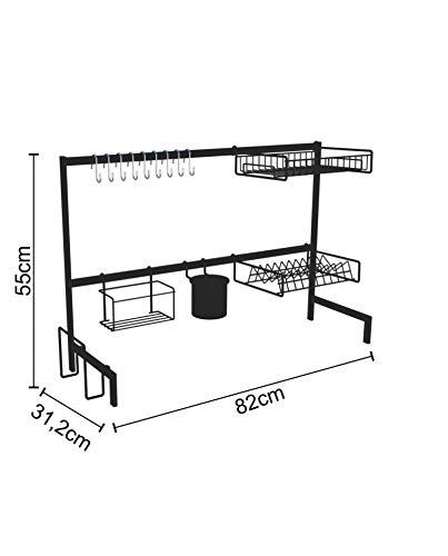 Cozinha Auto Sustentável Suspensa Modular Escorredor de Pia Sem furos 20 Peças Aço DiCarlo (Preto)