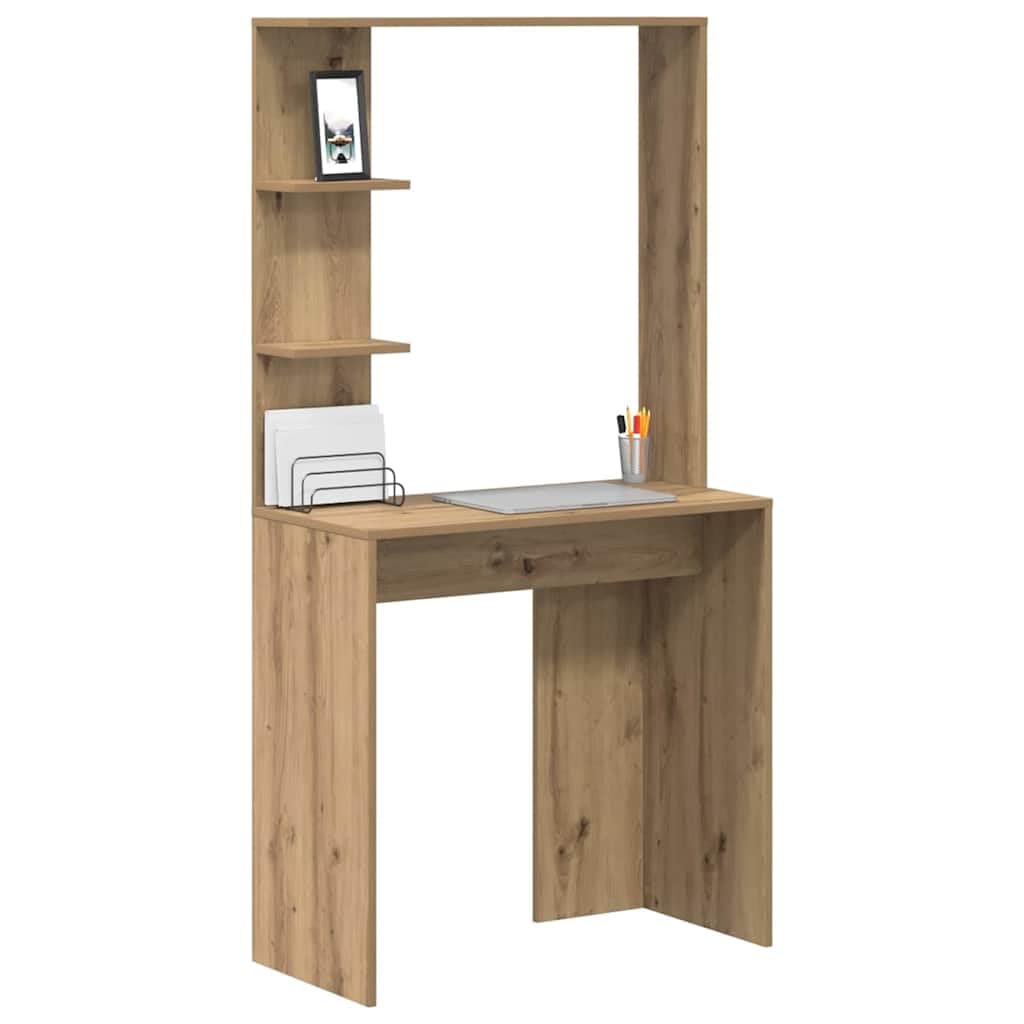Biurko z materiału drewnopochodnego z półkami, 78,5 x 37 x 154,5 cm, nowoczesne miejsce pracy do domowego biura