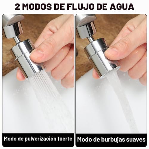 Miniatura 6 de Grifo Giratorio De 360 , M22 M24, Ahorro De Agua Giratorio Con 2 Tipos De Chorro, Perladores, Grifo De Extensión, Aireador Para Cocina Y Baño