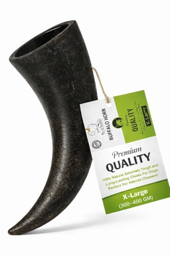 Pawlicious (1 x XL 300g - 400g) Buffalo Horns for Dogs, 100% Natural Grain Free Dog Chew Treat for Adult Dogs, High Protein Long Lasting Horn Chewing Pet Treats