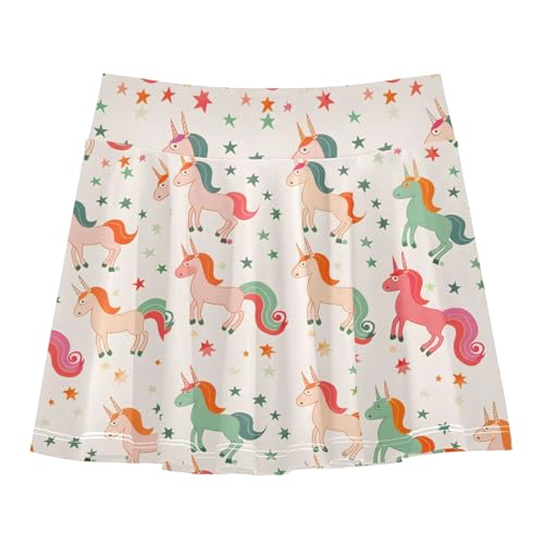 Girls Athletic Skorts Set of Unicorn Pattern Tennis Golf Skirts with Shorts