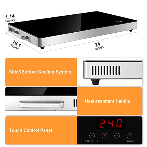 Octavo Electric Warming Tray, Tempered Glass Top Food Warmer Plate, Food Warming Tray With Timer Function, Electric Food Hot Plate Catering Dish For Parties, Banquets, Wedding, Catering, Buffet #TOP3