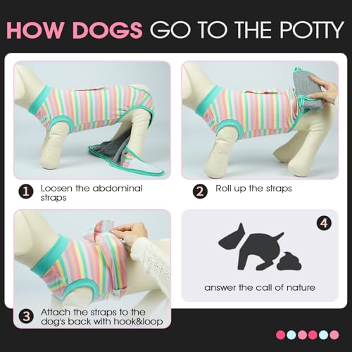 Image of FUAMEY Recovery Suit for Dogs After Surgery,Soft Breathable Dog Bodysuit E-Collar & Cone Alternative Surgical Suit,Male Female Dog Neuter Spay Suits Anti Licking Wounds Onesie Mint Green Stripes L