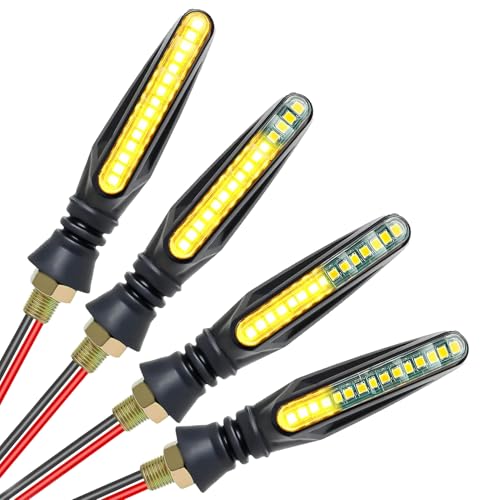 Xatgiouy 4 Pcs Motorcycle Turn Signal Lights, Motorcycle Indicators, Motorbike LED Turn Signals, Universal 12V Amber Indicators, Waterproof Daytime Running Lights & Brake Lights, Compact & Bright