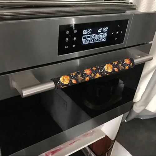 Image of Thanksgiving Refrigerator Door Handle Covers Set of 4, Autumn Maple Leaf Kitchen Appliance Cover, Pumpkin Fridge Oven Microwave Dishwasher Door Protector Sleeves Fall Y'all Kitchen Decor