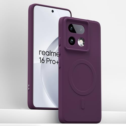 Image of Pikkme Back Cover for Realme 16 Pro Plus 5G Soft Matte Silicone Mag-Safe Design (Mag-Safe Not Support) Camera Protection | Slim Fit Bumper Cover (Purple)