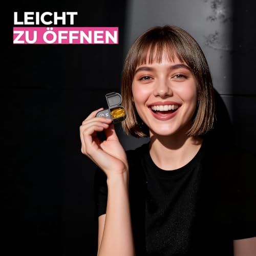 Tablettenbox 7 Tage Morgens Abends, Pillenbox 7 Tage 2 Fächer Klein Für Unterwegs, Medikamentenbox 14 Tage Große Fächer Für Medikamente, Vitamine, Fischöl - Schwarz