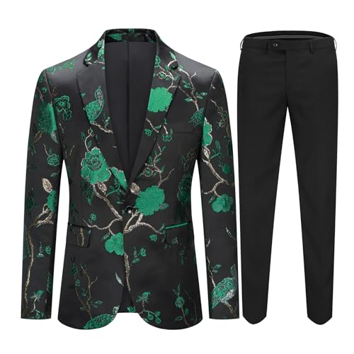 Cloudstyle Mens 2 Piece Floral Dress Suit One Button Dinner Tuxed...