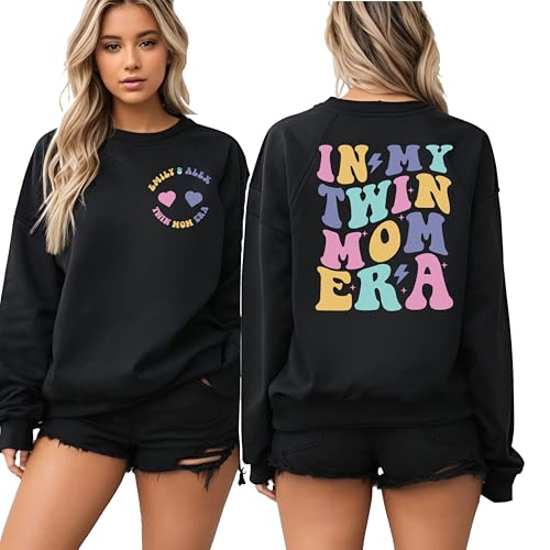 Generic Unisex Adult Twin Mom Sweatshirt, Twin Mom Club Sweater, Gift Color, Small, Letter Print, Crew Neck, Long Sleeve, Machine Washable