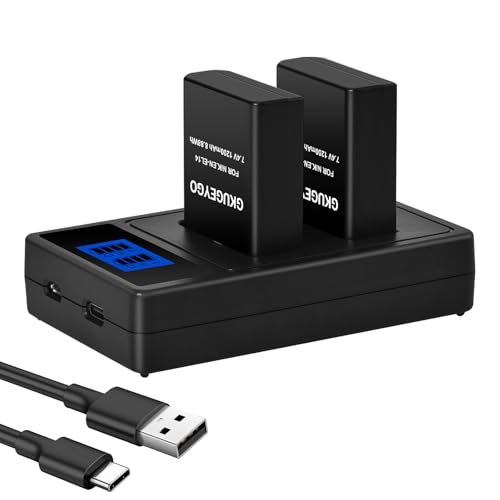 GKUGEYGO 2-Pack EN-EL14/ EN-EL14a Battery and Charger Set Compatible with Nikon D5100 D5200 D5300 D5500 D5600 D3100 D3200 D3300 D3400 D3500 DF Coolpix P7000 P7100 P7700 P7800 Camera