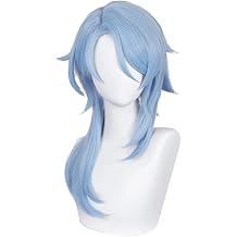 Arataki Itto Straight White and Red Inazuma Long Synthetic Hair Anime Long Sideburns Halloween Carnival Comic Exhibition Cosplay Hair Natural COS Ombre Wigs with Bangs Kamisato Ayato