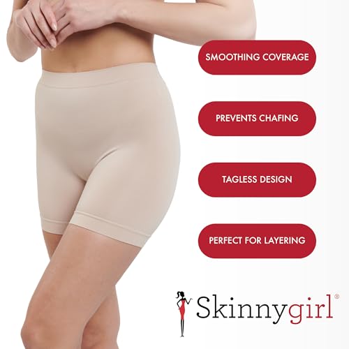 Skinnygirl Women's Mid-Length Seamless Slip Shorts, Multipack3