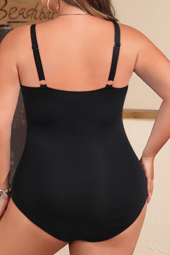 Image of Yonique Plus Size One Piece Swimsuits for Women Tummy Control Bathing Suits Full Coverage Swimwear