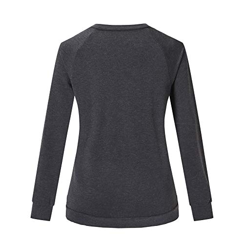 Heymiss Womens Tops Cat Mom Gifts Long Sleeve Shirt Crewneck Soft Pullover Sweatshirt Letter Print Tops Casual Fall Clothing Dark Gray Cat Mom Xxl #TOP2