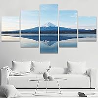 5 Panel Canvas Wall Art Fuji Mountain Oishi Park Pictures Modern Artwork for Home Decorations Ready to Hang - 60