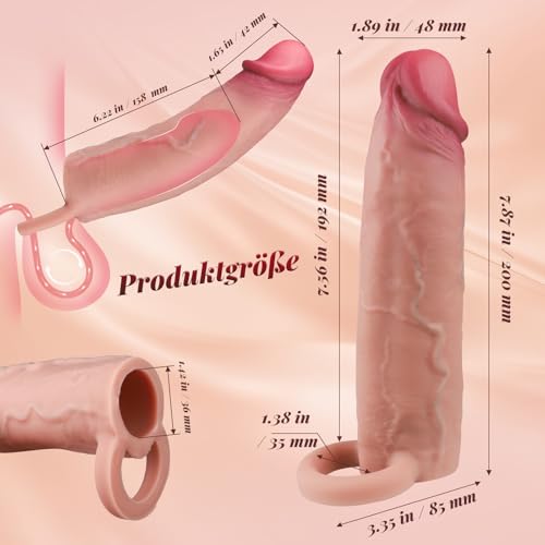 Sex Spielzeug für Die Männer Paare Jerkable Skin Penishülle - Penisverlängerung Penis Sleeve Penismanschette Penis Vibrator Realistische, Sexspielzeug für Paare Extrem Sex Penisvergrößerung Extension