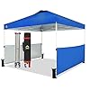   CROWN-SHADES-Canopy-Tent-10-x-10-Foot-Portable-Pop-Up-Outdoor-Shelter-with-2-Half-Sidewalls-1-Push-Center-Lock-UV-Protection-and-Carry-Bag-Blue