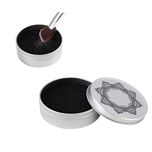 Makeup Brush Cleaner, Dry Makeup Brush Quick Cleaner Sponge With Solid Cream Cleanser And Color Removal Sponge Removes Shadow Color From Your Brush Without Water Or Chemical Solutions #TOP6