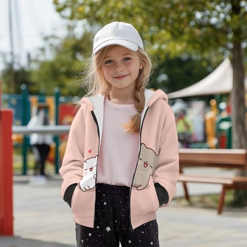 Hooded Sweatshirt for Kids Girls Fleece Lined Zip up Hoodie with Pockets Pullover Winter Coat Jackets Size 6-162