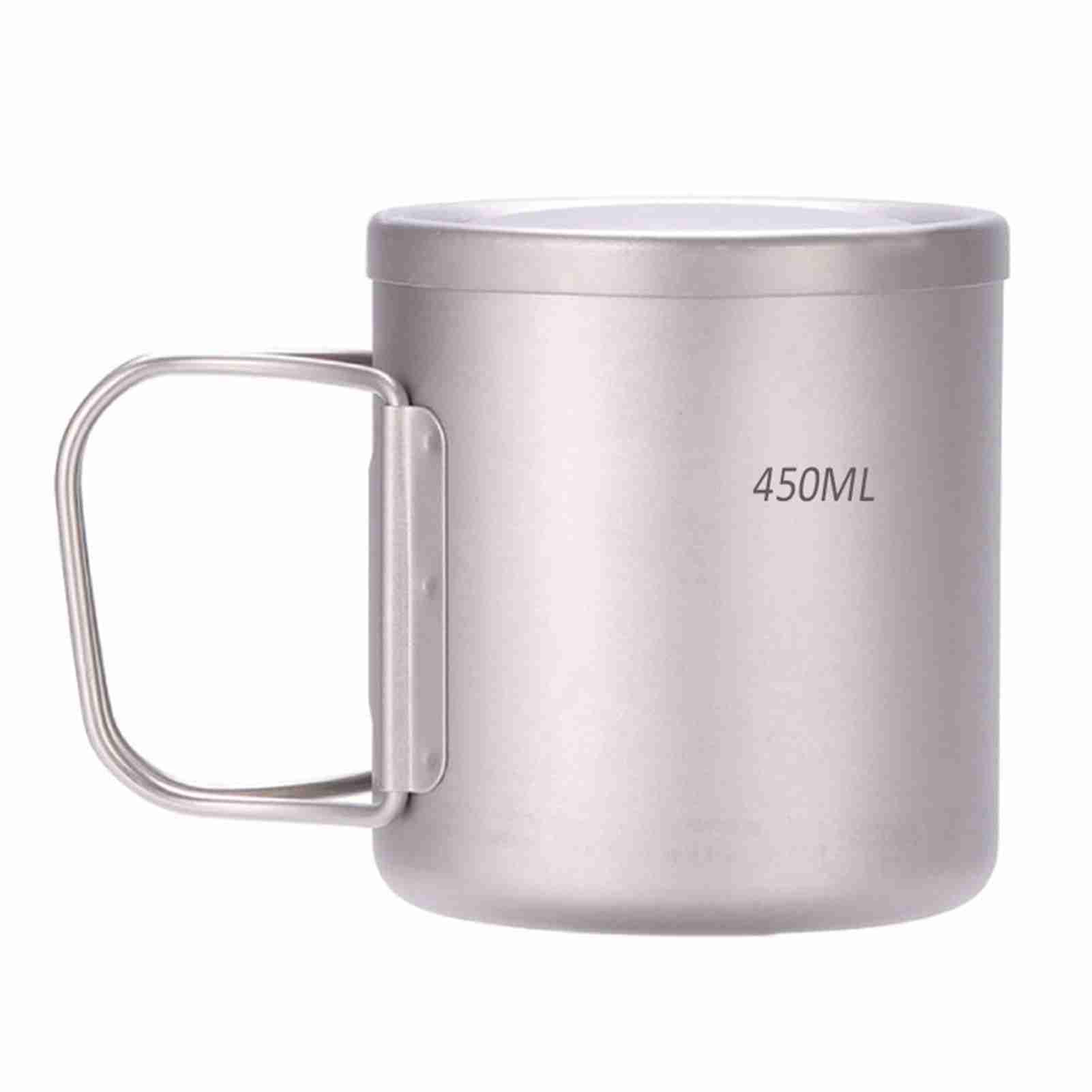 Wakects Kubek z Podwójnymi ściankami, Lekki, Izolowany Kubek do Kawy i Herbaty ze Składanymi Uchwytami, Idealny na Kemping i do Rekreacji na świeżym Powietrzu 220 Ml 550 Ml (450ML)