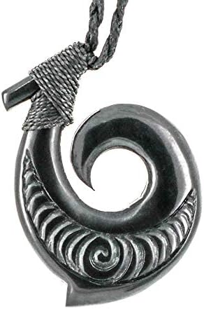 Black Horn Hawaiian Stylized Fish Hook Necklace