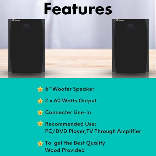 Image of Target TT-309 HI-FI Sound Multimedia Speakers (2 NOS) 6inches with TWEETERS 120 WATTS RMS