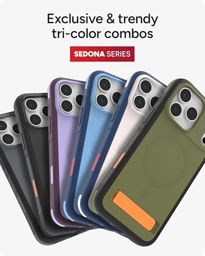 Image of ZAGG Sedona Snap Case with Kickstand for iPhone 17 Pro Max - Pitch Black, Drop Protection (13ft /4m), Multi-Layer Protection, with Camera Button, MagSafe Phone Case with Impact-Absorbing Bumpers