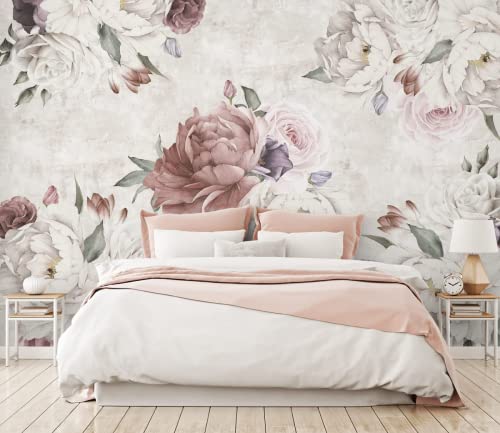 Wallpaper Wall 3D Wallpaper Watercolor Elegant Flowers Photo Mura...