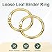 PATIKIL 20Pcs Loose Leaf Binder Rings, 0.9 Inch Metal Open Card Rings Heavy Duty Book Rings for Key Index Card Rings Paper Rings Office, Gold Tone
