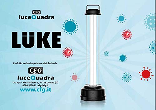 CFG Luke Lampada 55W UV-C Germicida, Disinfezione Purificazione Aria Ambiente, 3 Trattamenti, Fino a 60 mq, Con telecomando